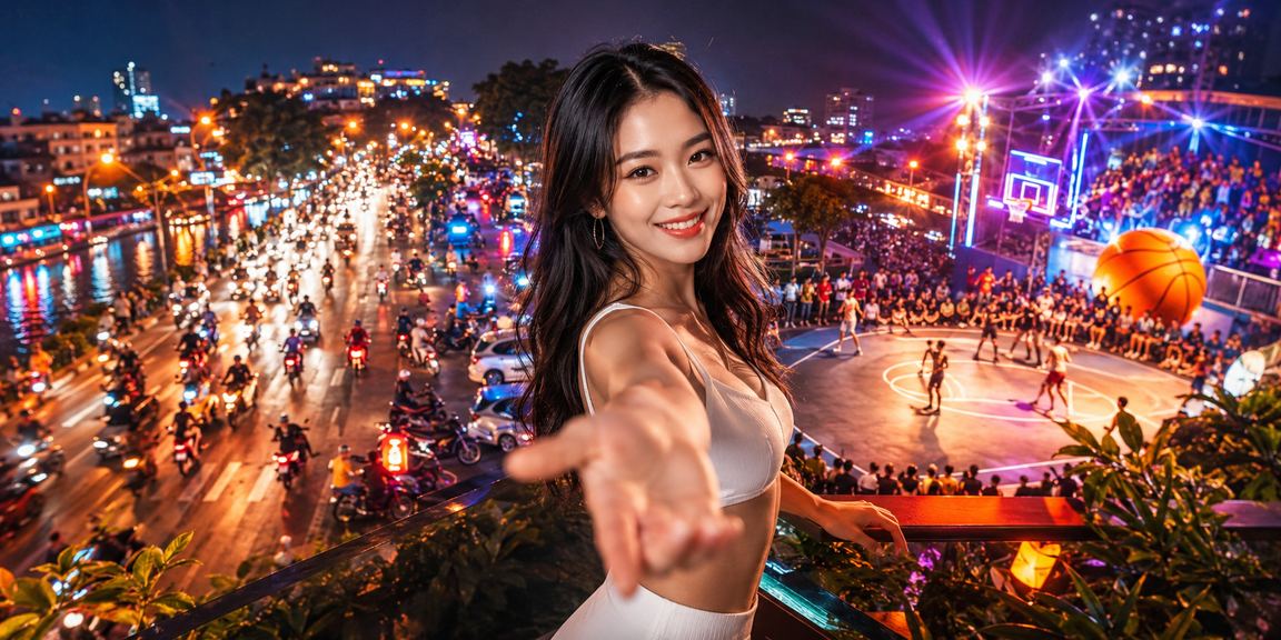 Người dùng Hà Nội tra cứu kèo bóng rổ NBA tại khu chợ đêm, sử dụng điện thoại truy cập 1701